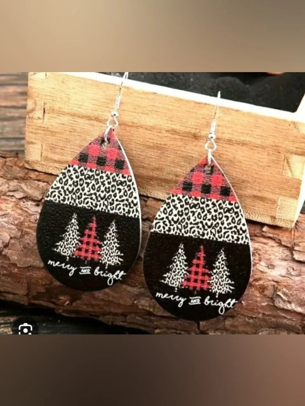 $8 Each Or Bundle 5/$20 Red & Black Plaid 'Merry and Bright' Teardrop Earrings